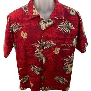 HARD ROCK CAFE Honolulu Aloha Hawaiian Tropical Floral Shirt Men L Large RARE!